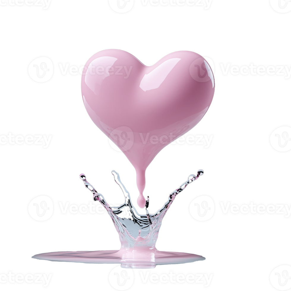 Pink heart shape dripping with liquid on transparent background png