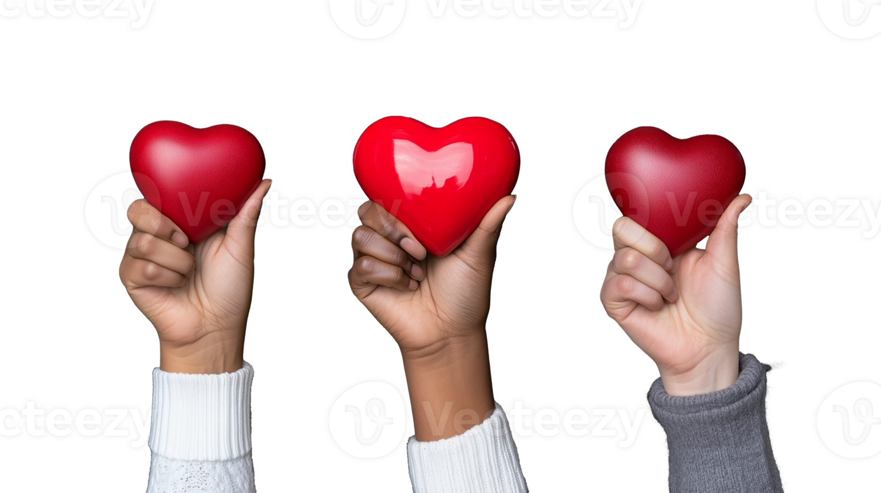 Hands Holding Red Hearts on Transparent Background png