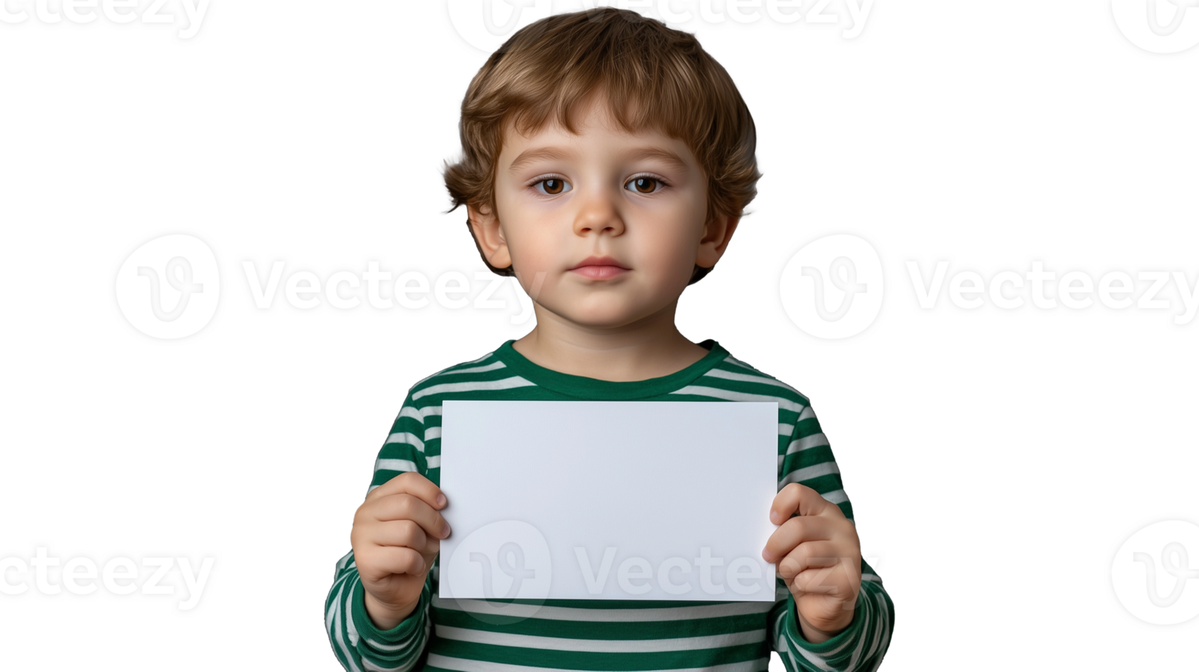 Young boy holding blank card with transparent background for creative projects png