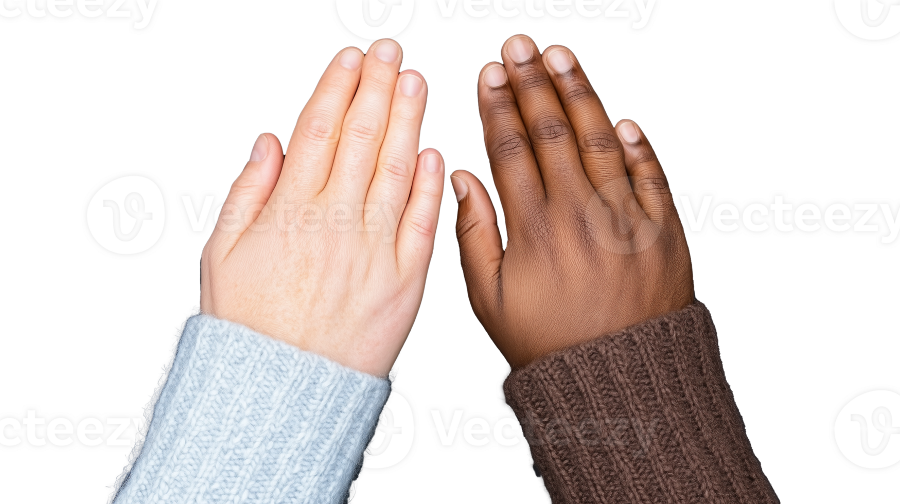Diverse Hands Reaching Out Together on Transparent Background png