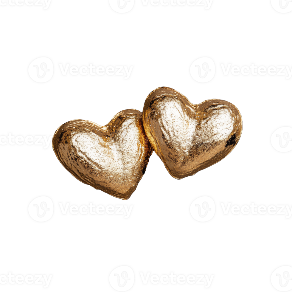 Golden hearts intertwined on a transparent background for romantic themes png