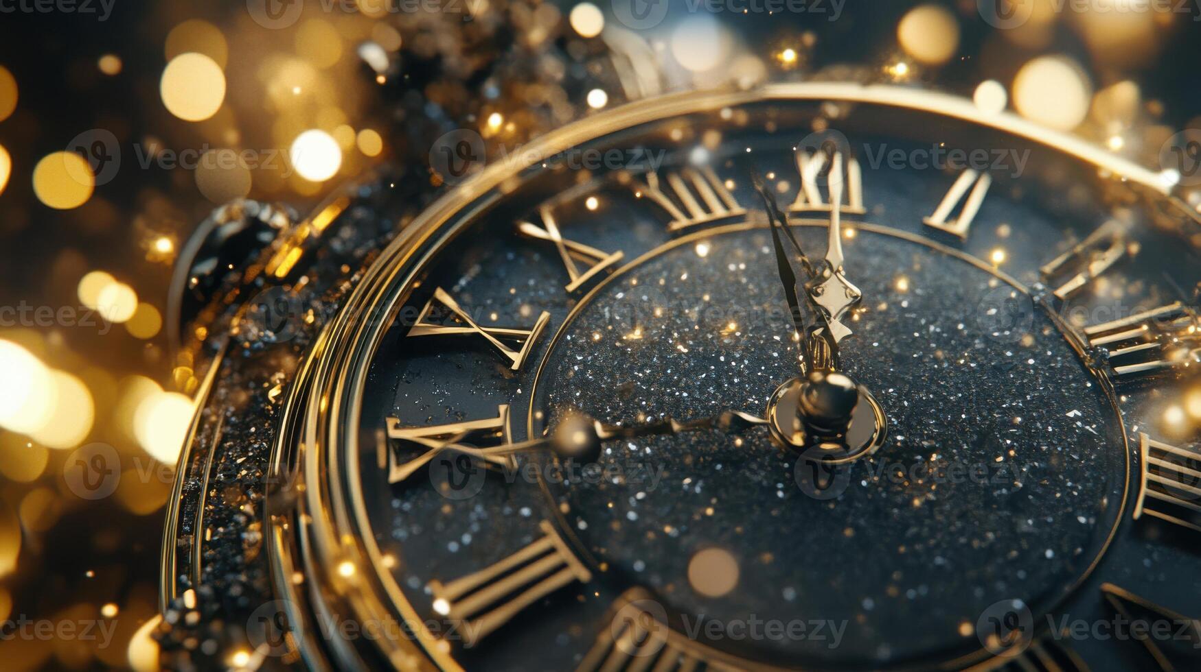 Hyper-realistic countdown clock, detailed New Year's Eve anticipation. Christmas, New Year's Eve photo