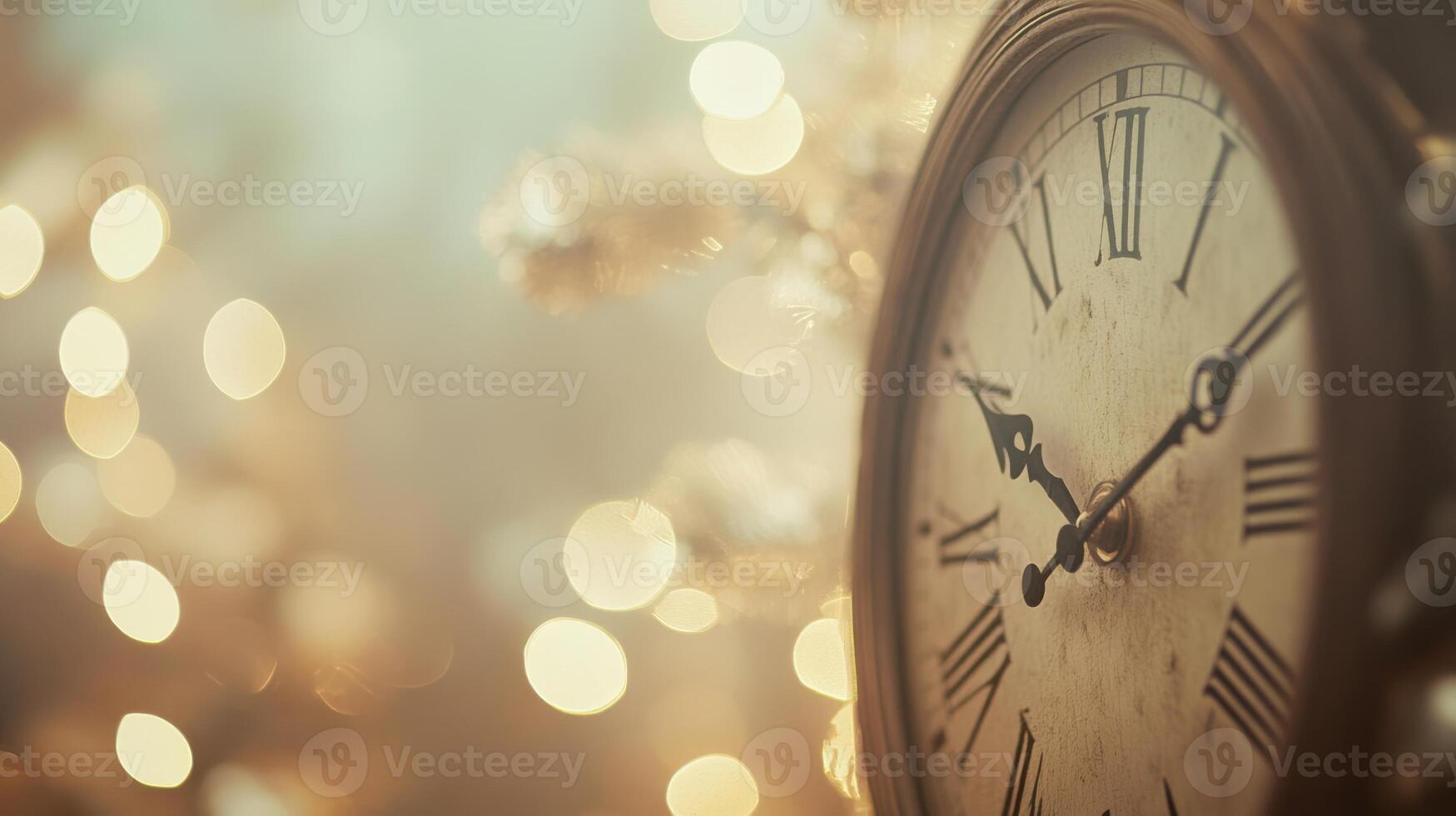 Countdown clock with ethereal glow, fine art New Year celebration. Christmas, New Year's Eve photo