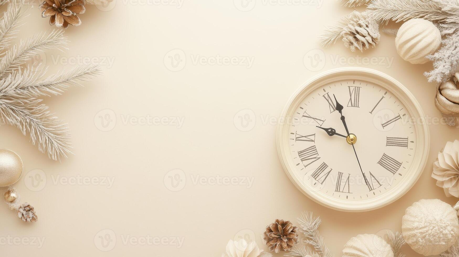 Beige and cream countdown clock, simple and tranquil New Year ambiance. Christmas, New Year's Eve photo