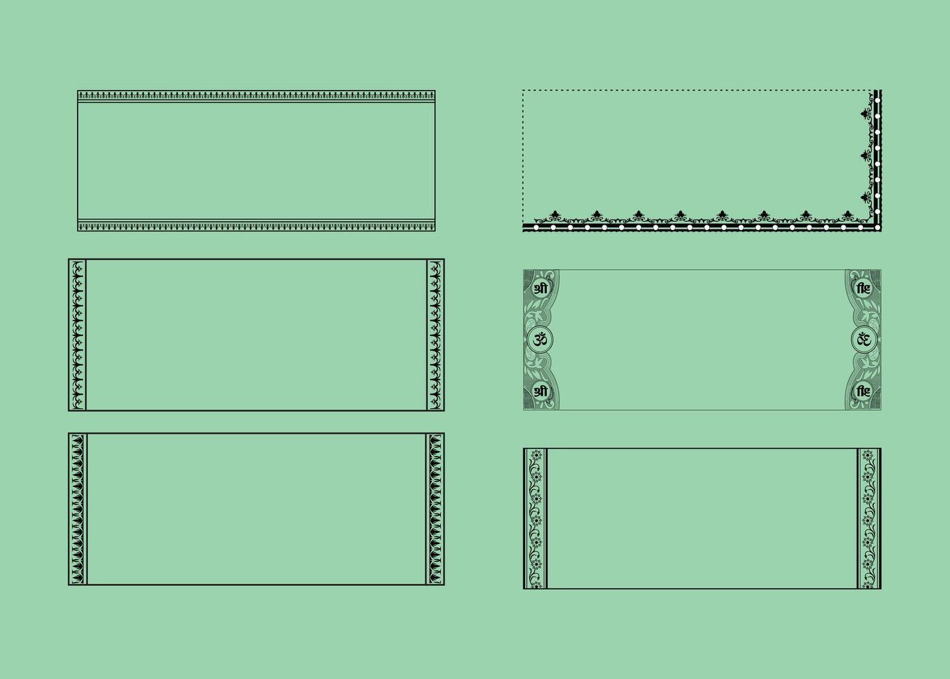 A set of four blank cards with a border vector