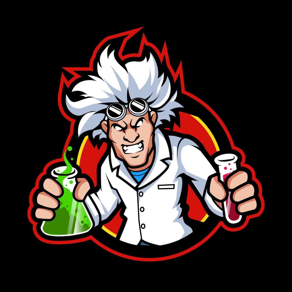 Scientist Mascot Logo Design isolated vector
