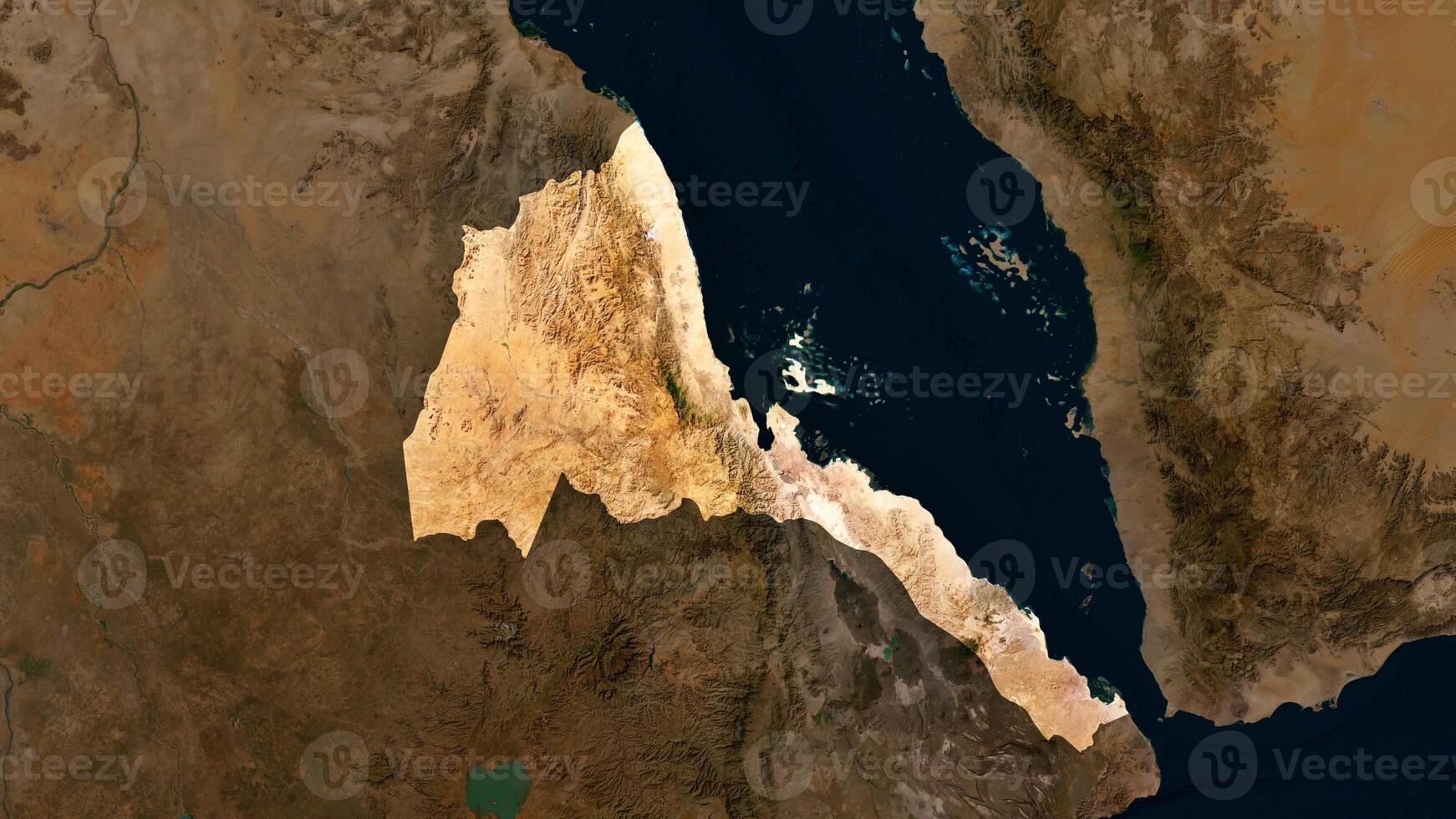 4K Eritrea Territory Map in Africa, High Resolution Satellite View, Widescreen 4K Resolution photo