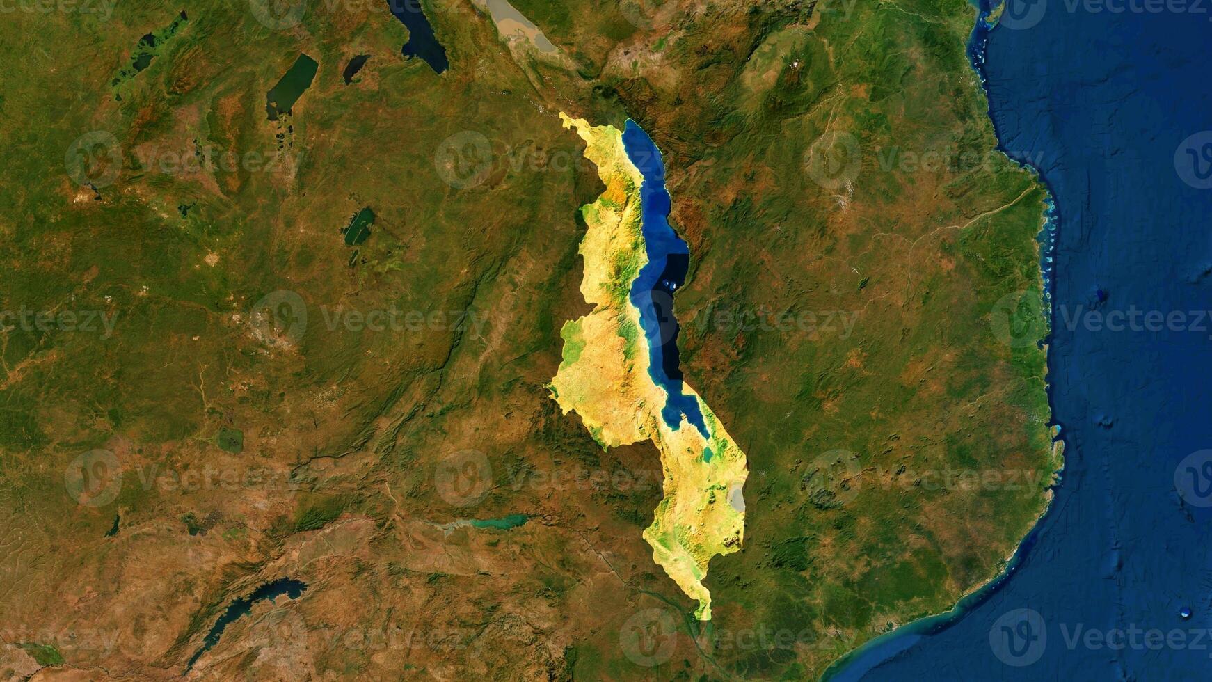 4K Malawi Territory Map in Africa, High Resolution Satellite View, Widescreen 4K Resolution photo