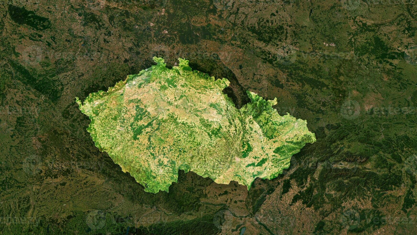 4K Czech Republic Territory Map in Europe, High Resolution Satellite View, Widescreen 4K Resolution photo