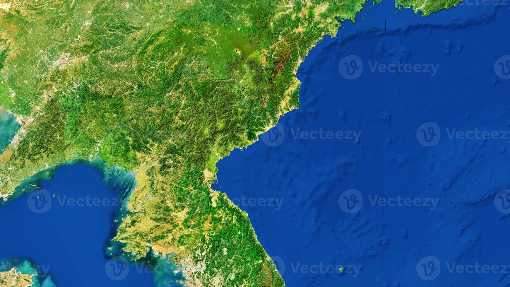8K North Korea Map, High Resolution Satellite View With No Border, Widescreen 4K Resolution photo