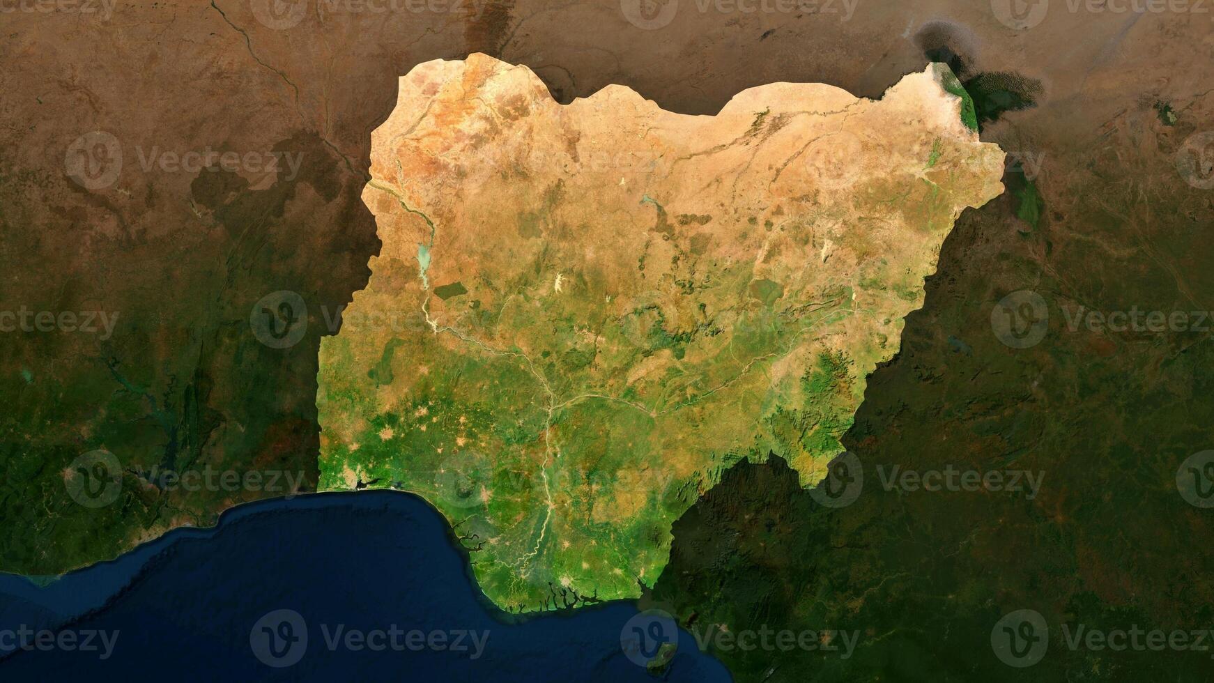 4K Nigeria Territory Map in Africa, High Resolution Satellite View, Widescreen 4K Resolution photo