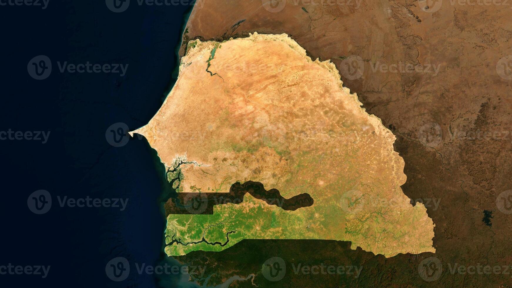 4K Senegal Territory Map in Africa, High Resolution Satellite View, Widescreen 4K Resolution photo