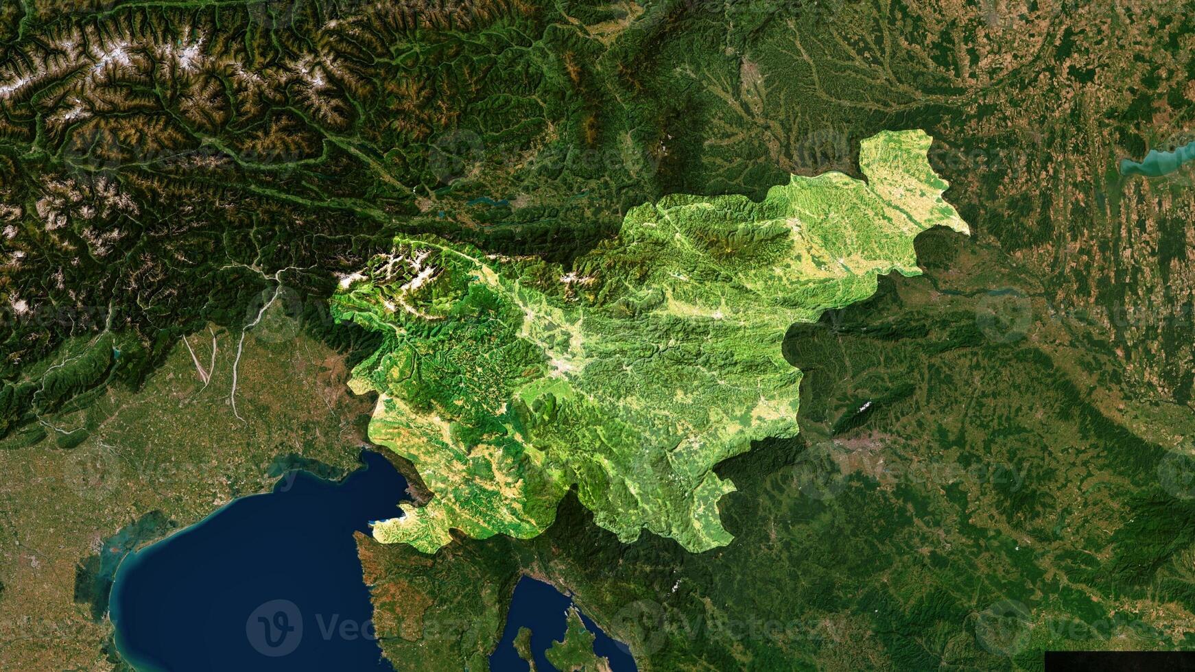 4K Slovenia Territory Map in Europe, High Resolution Satellite View, Widescreen 4K Resolution photo