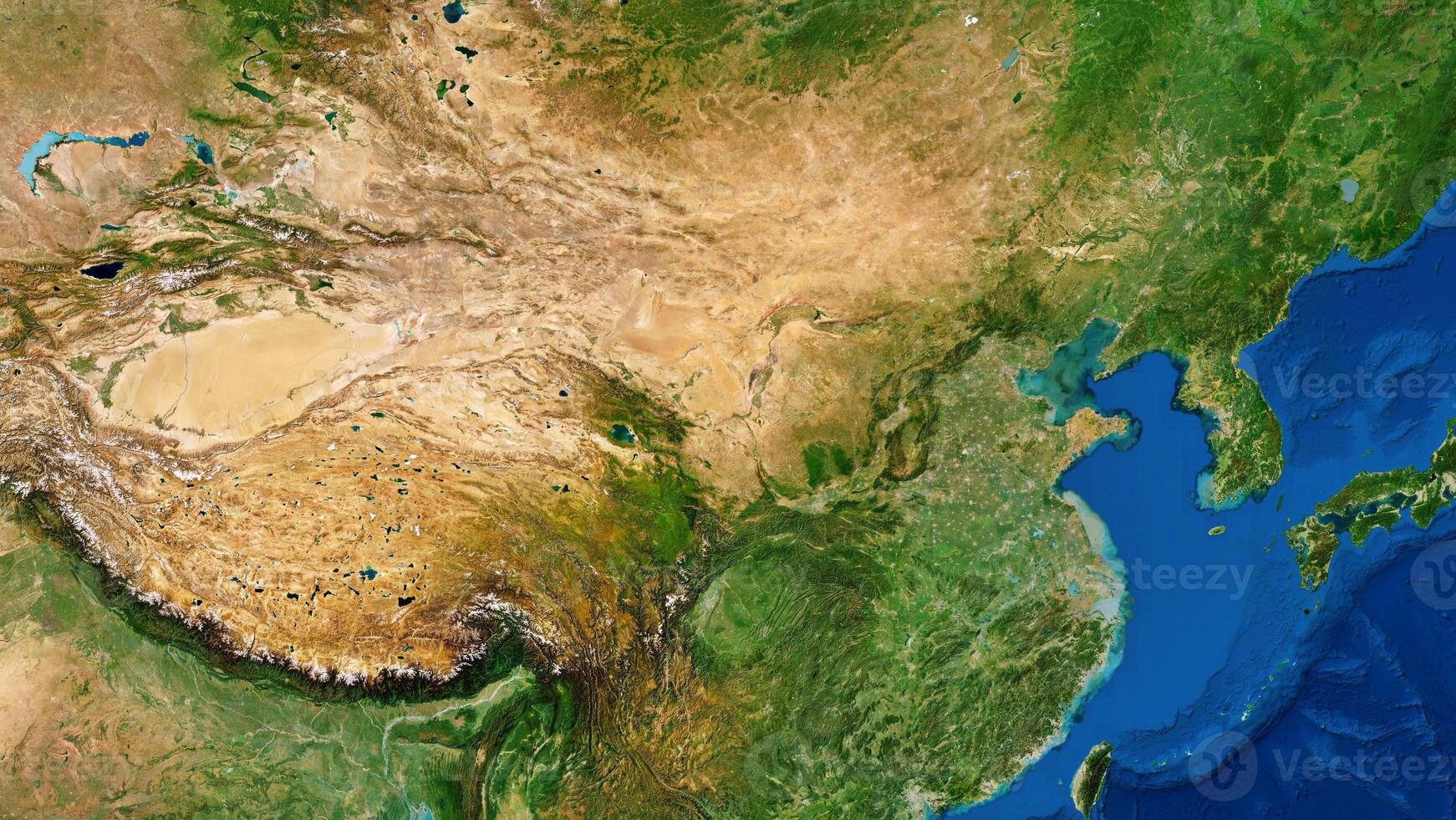 8K China Map, High Resolution Satellite View With No Border, Widescreen 4K Resolution photo