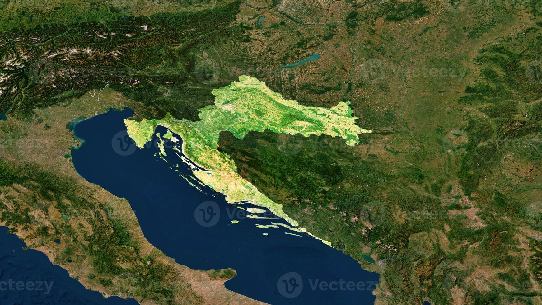 4K Croatia Territory Map in Europe, High Resolution Satellite View, Widescreen 4K Resolution photo