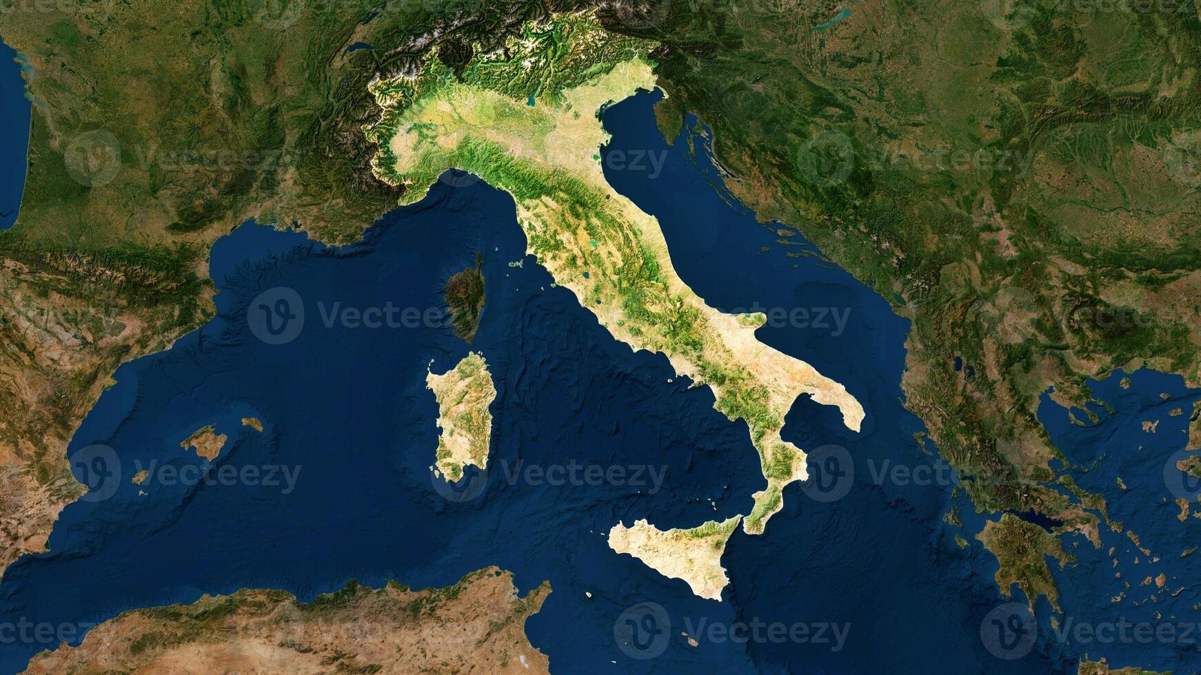 4K Italy Territory Map in Europe, High Resolution Satellite View, Widescreen 4K Resolution photo