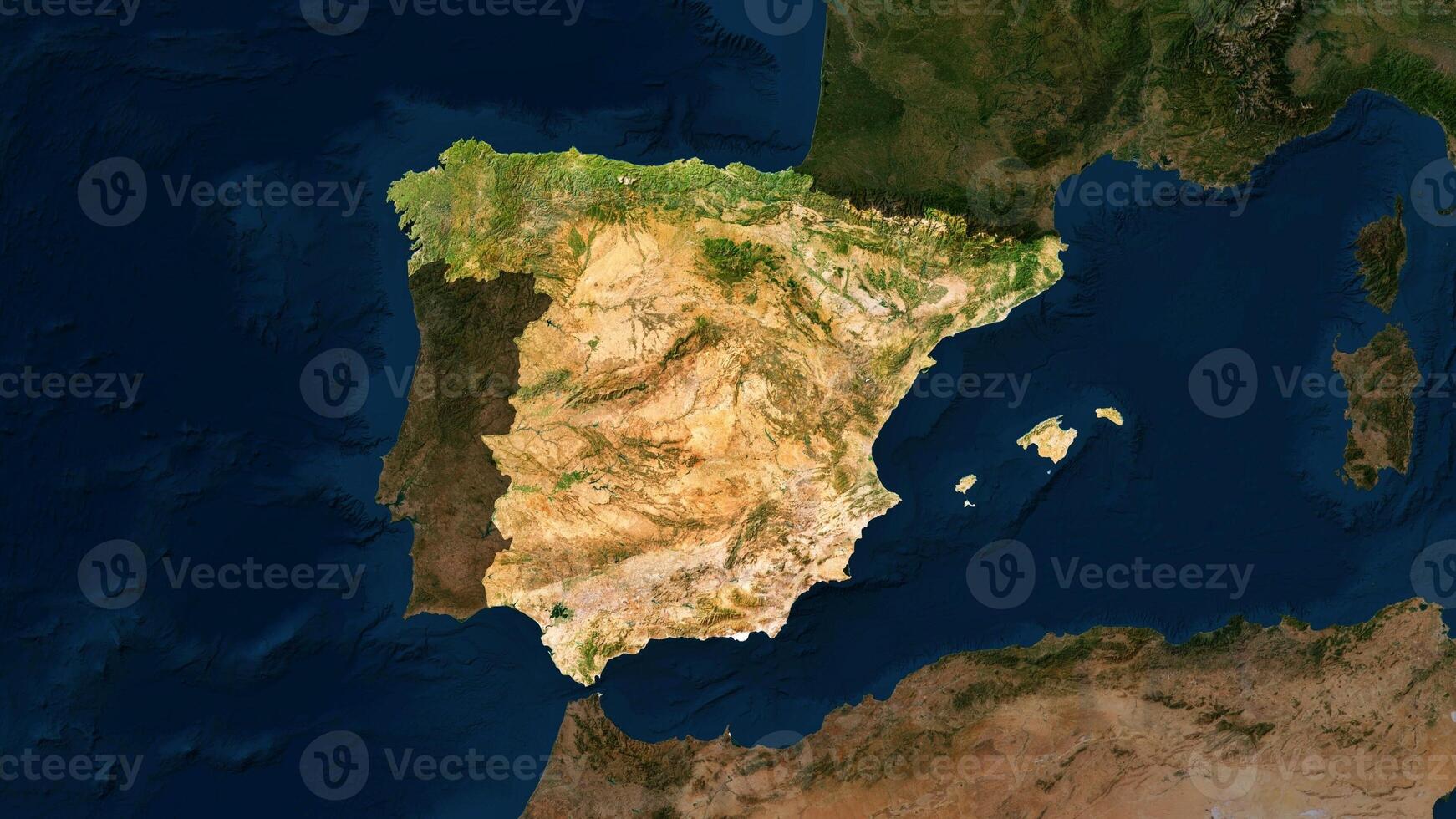 4K Spain, Territory Map in Europe, High Resolution Satellite View, Widescreen 4K Resolution photo