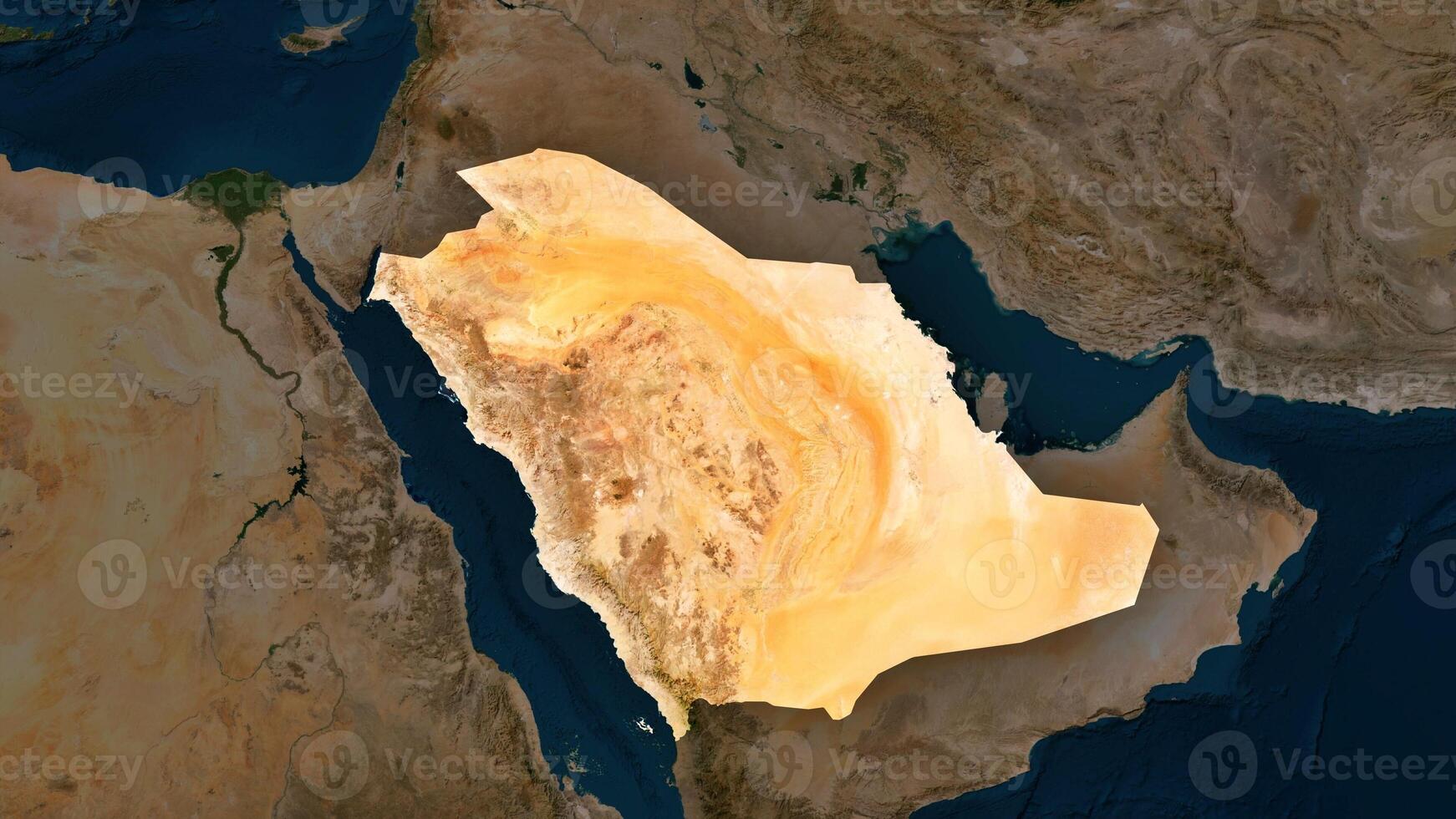 4K Saudi Arabia Territory Map in Asia, High Resolution Satellite View, Widescreen 4K Resolution photo