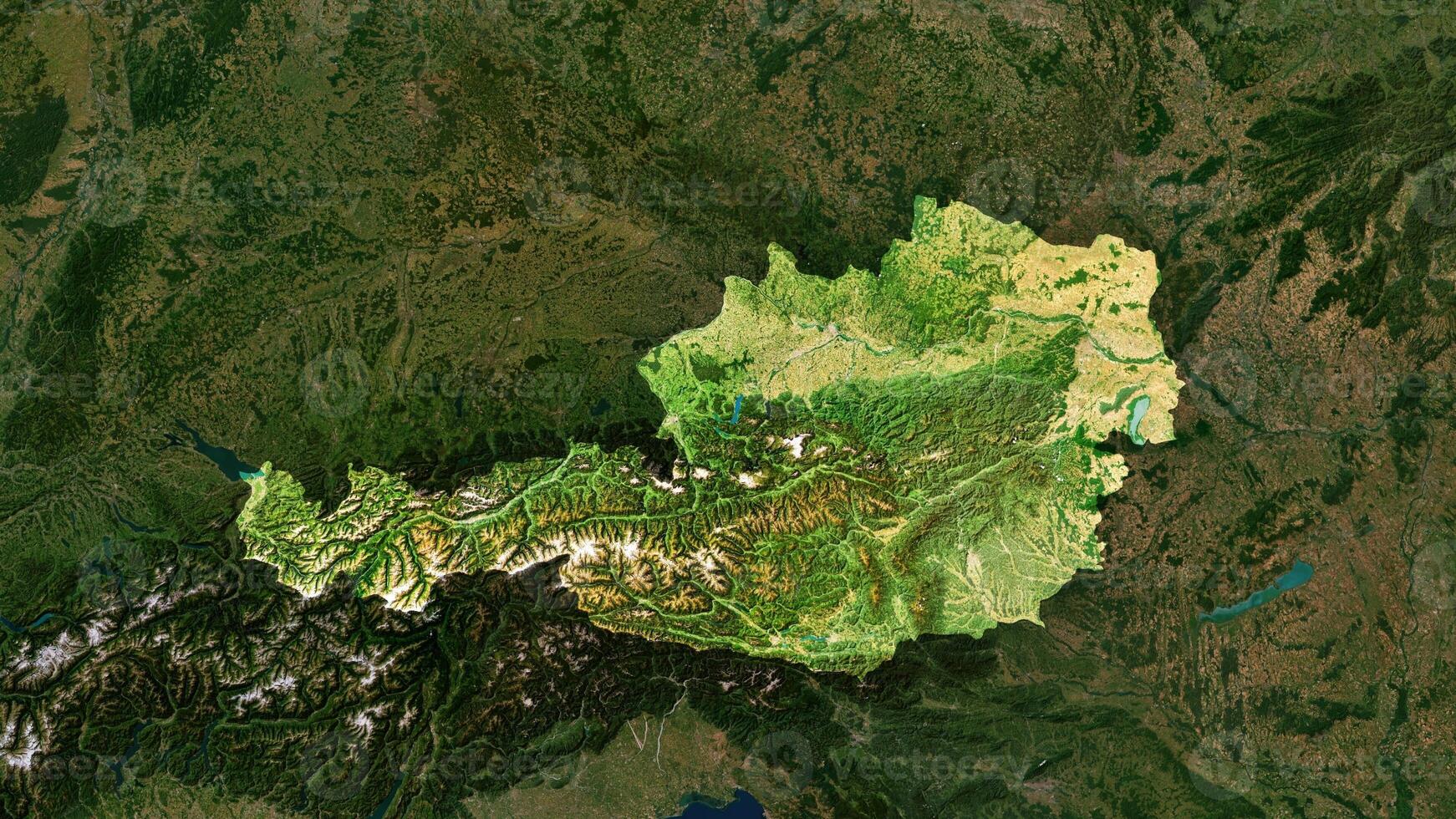 4K Austria Territory Map in Europe, High Resolution Satellite View, Widescreen 4K Resolution photo