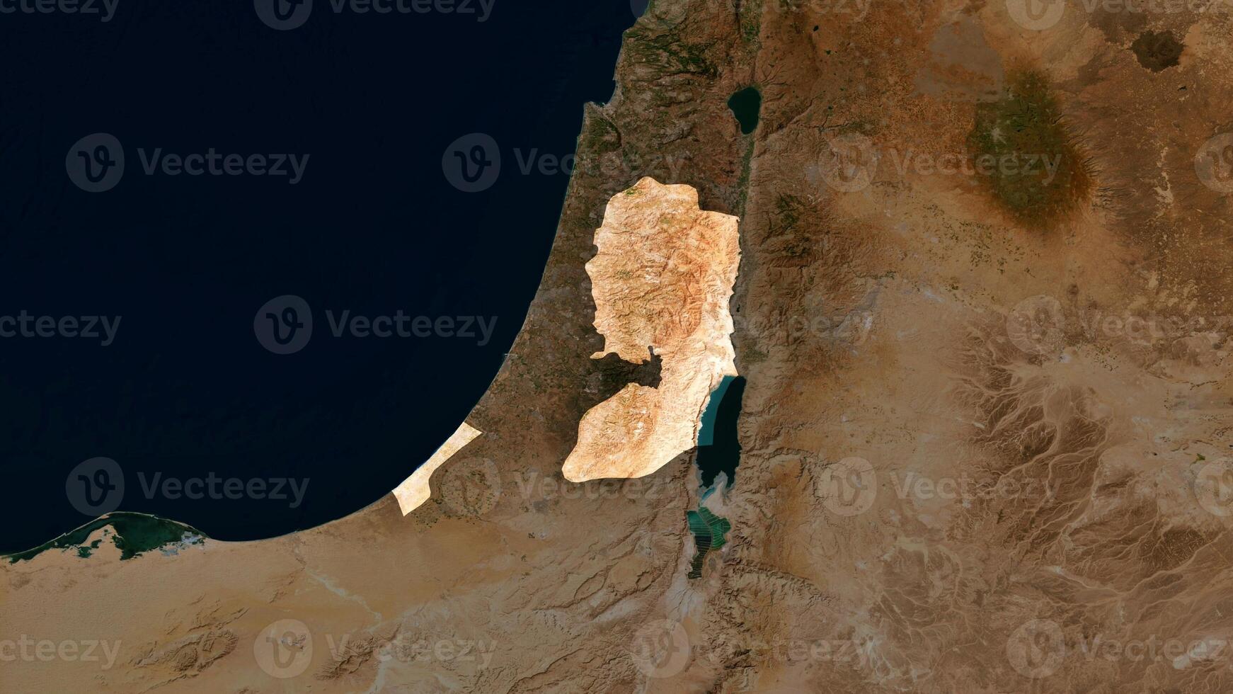 4K Palestine Territory Map in Asia, High Resolution Satellite View, Widescreen 4K Resolution photo