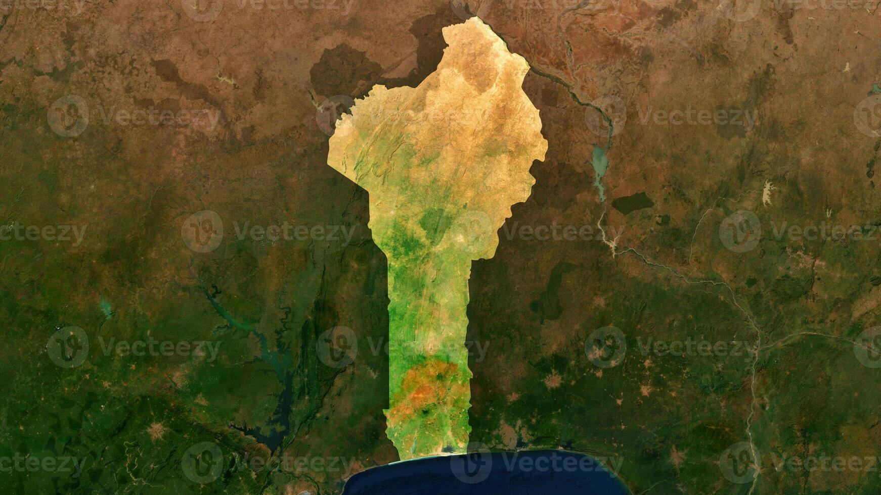 4K Benin Territory Map in Africa, High Resolution Satellite View, Widescreen 4K Resolution photo