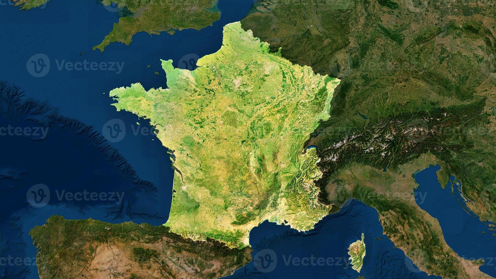 4K France Territory Map in Europe, High Resolution Satellite View, Widescreen 4K Resolution photo