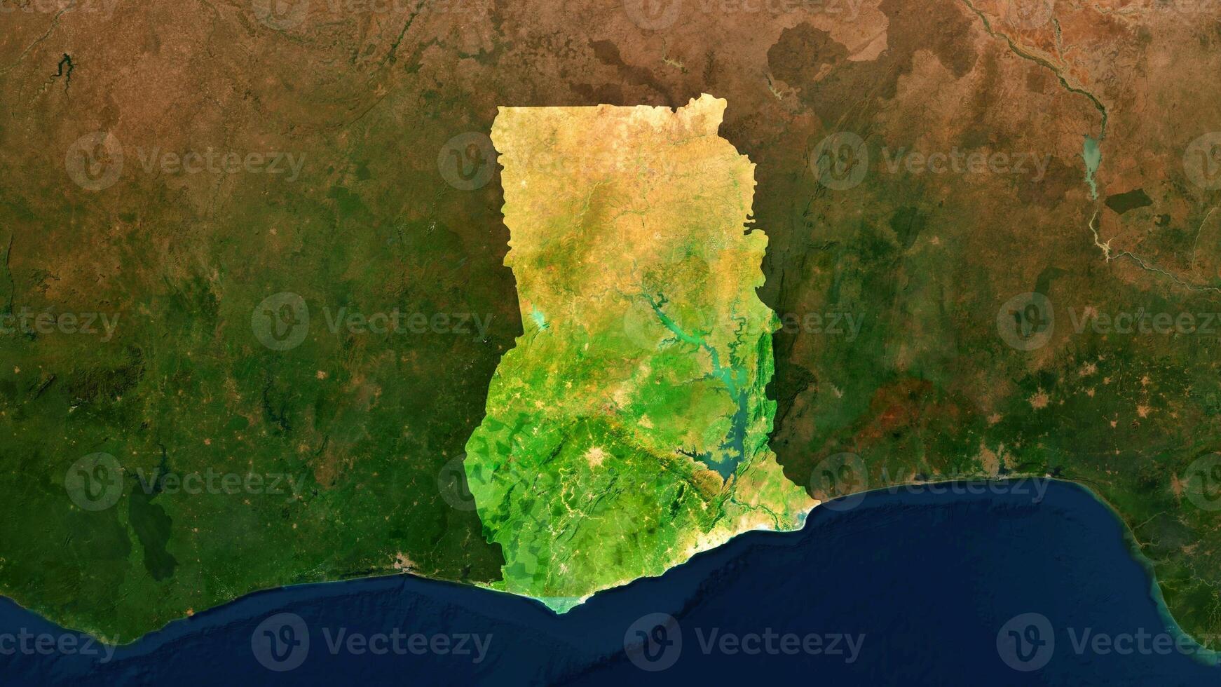 4K Ghana Territory Map in Africa, High Resolution Satellite View, Widescreen 4K Resolution photo