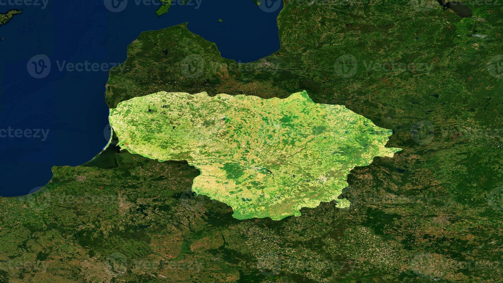 4K Lithuania Territory Map in Europe, High Resolution Satellite View, Widescreen 4K Resolution photo