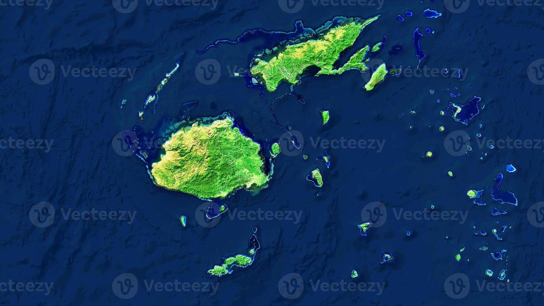 4K Fiji Territory Map in Melanesia, High Resolution Satellite View, Widescreen 4K Resolution photo