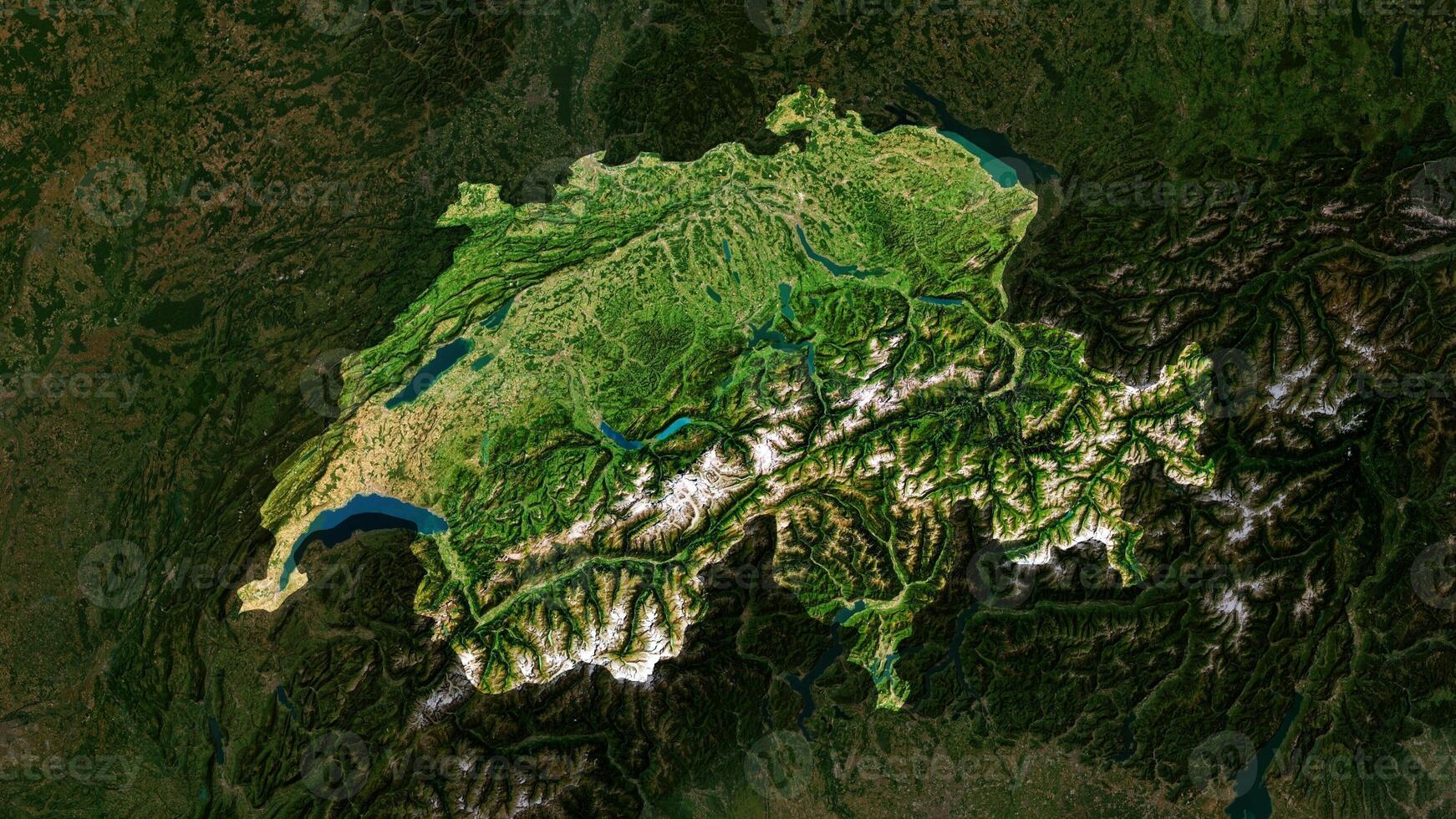 4K Switzerland Territory Map in Europe, High Resolution Satellite View, Widescreen 4K Resolution photo