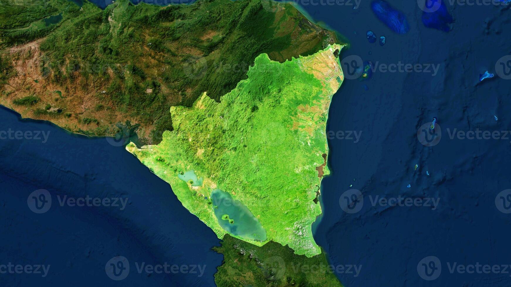 4K Nicaragua Territory Map in Central America, High Resolution Satellite View, Widescreen 4K Resolution photo