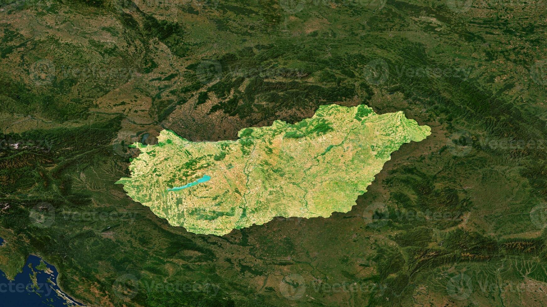 4K Hungary Territory Map in Europe, High Resolution Satellite View, Widescreen 4K Resolution photo