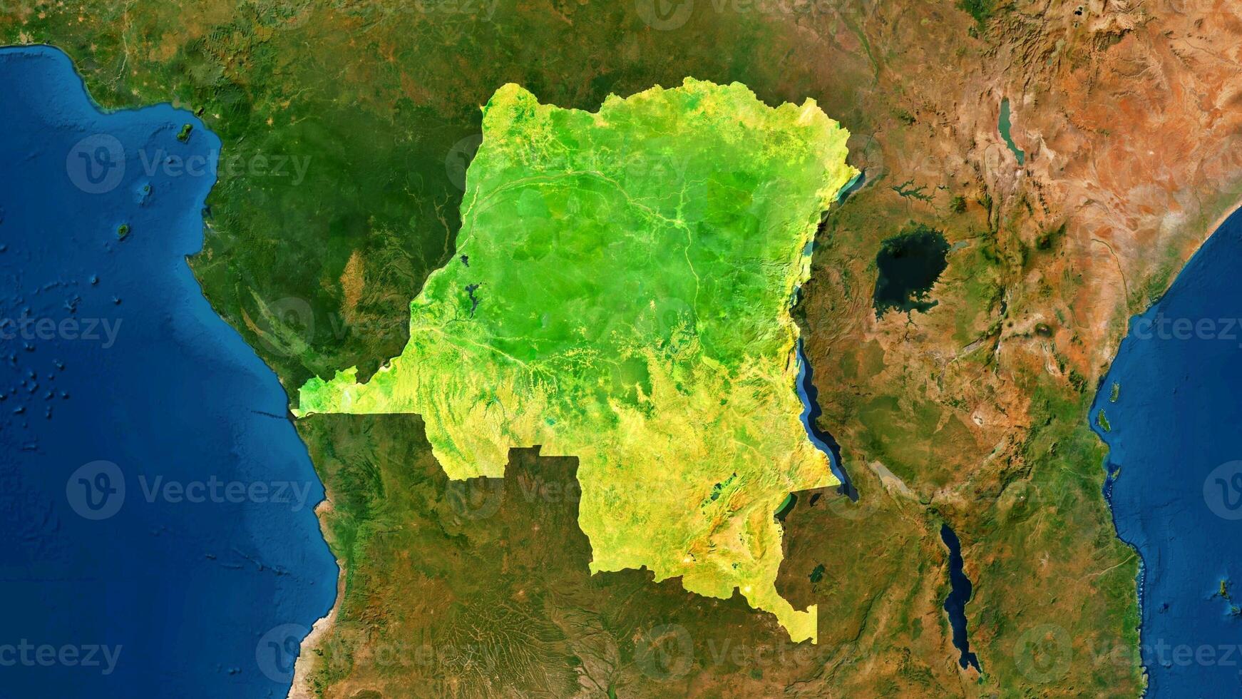 4K Democratic Republic of The Congo Territory Map in Africa, High Resolution Satellite View, Widescreen 4K Resolution photo