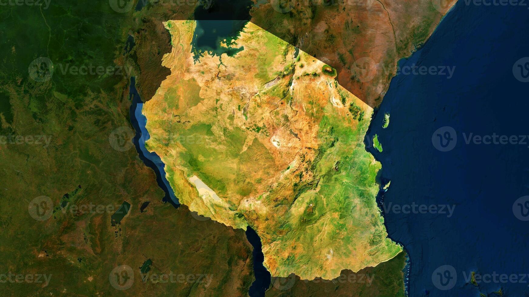 4K Tanzania Territory Map in Africa, High Resolution Satellite View, Widescreen 4K Resolution photo