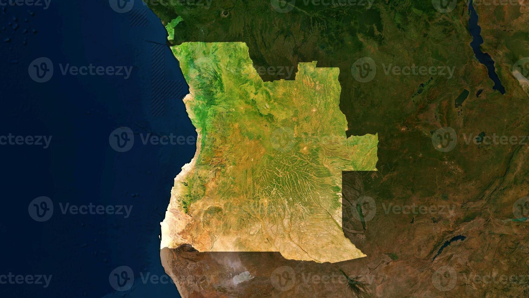 4K Angola Territory Map in Africa, High Resolution Satellite View, Widescreen 4K Resolution photo