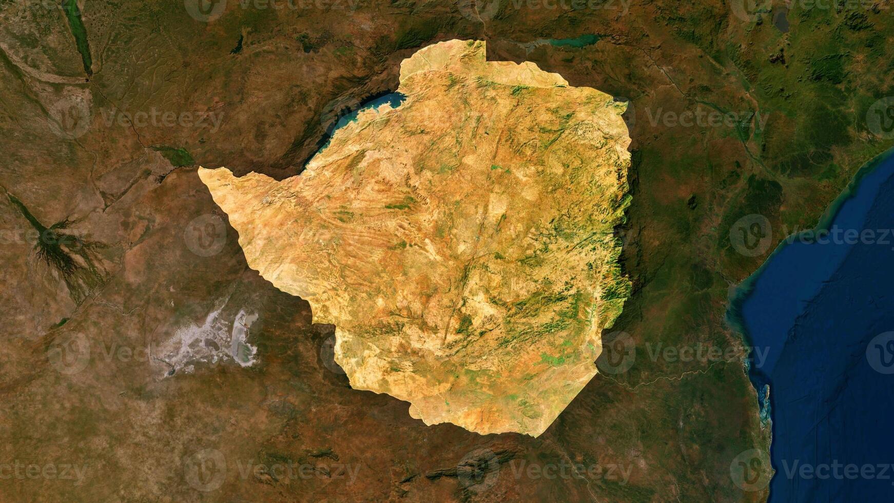 4K Zimbabwe Territory Map in Africa, High Resolution Satellite View, Widescreen 4K Resolution photo