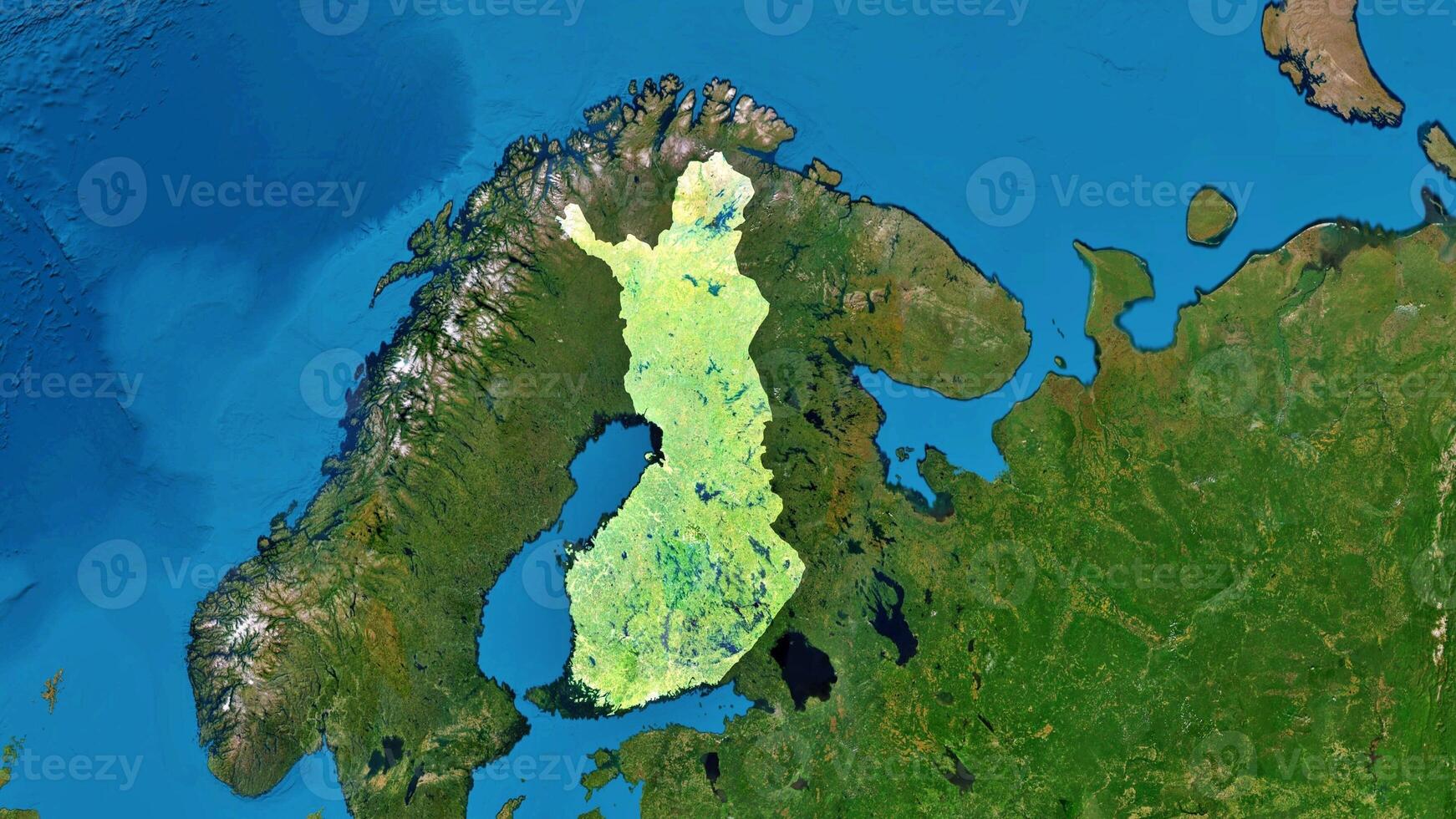 4K Finland Territory Map in Europe, High Resolution Satellite View, Widescreen 4K Resolution photo