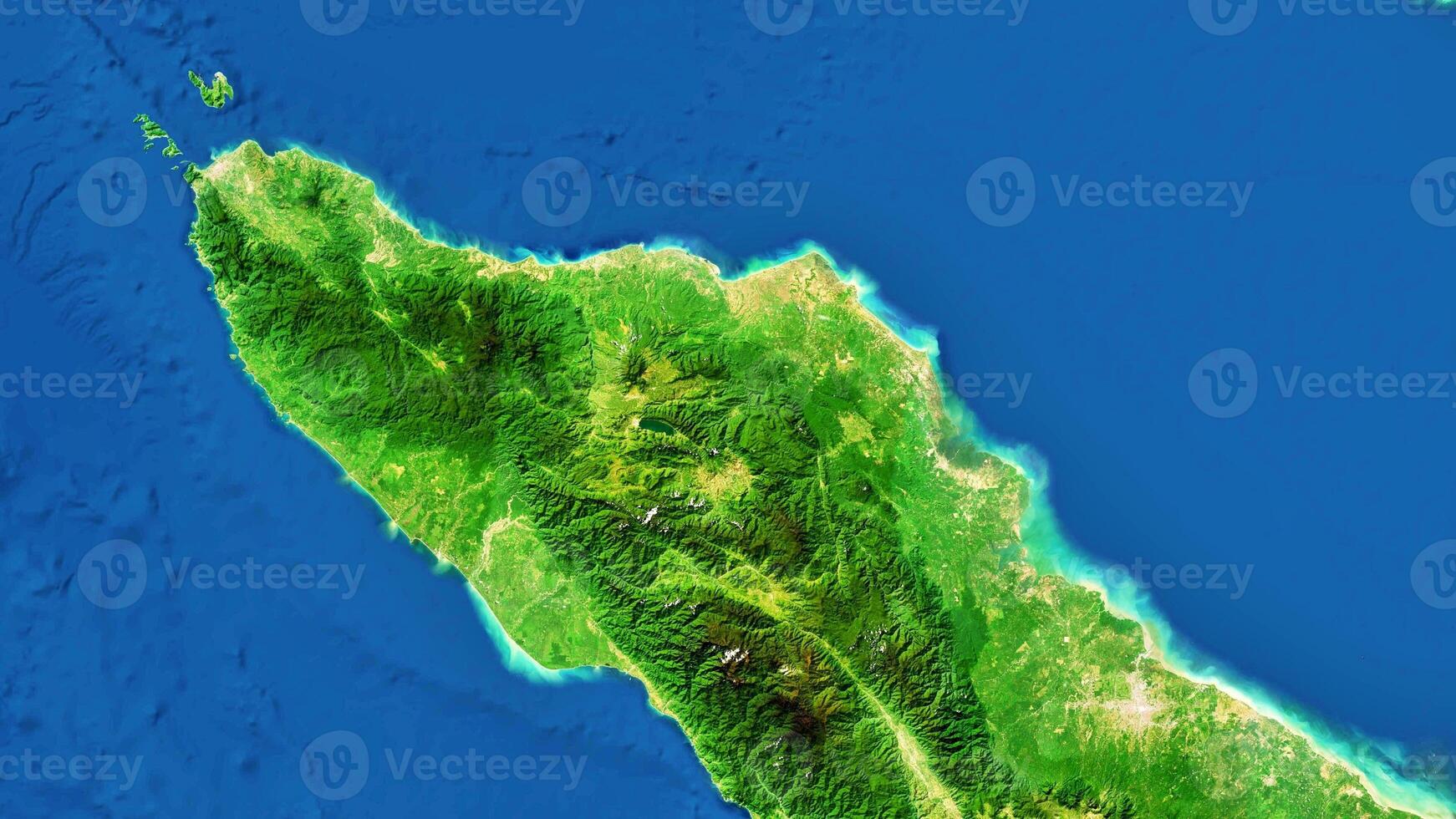 4K Aceh Map Of Indonesia, High Resolution Satellite View With No Border, Widescreen 4K Resolution photo