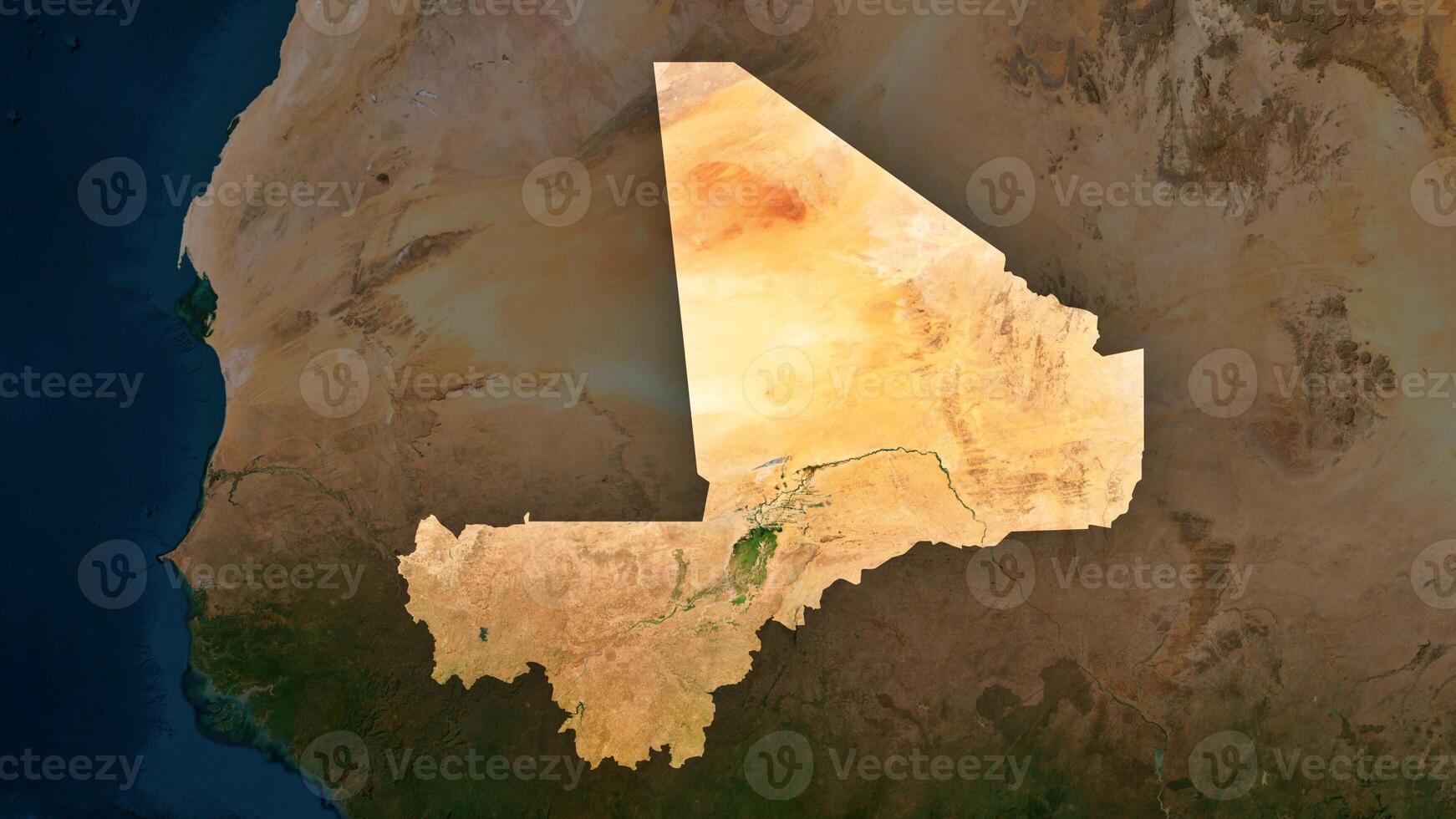 4K Mali Territory Map in North Africa, High Resolution Satellite View, Widescreen 4K Resolution photo