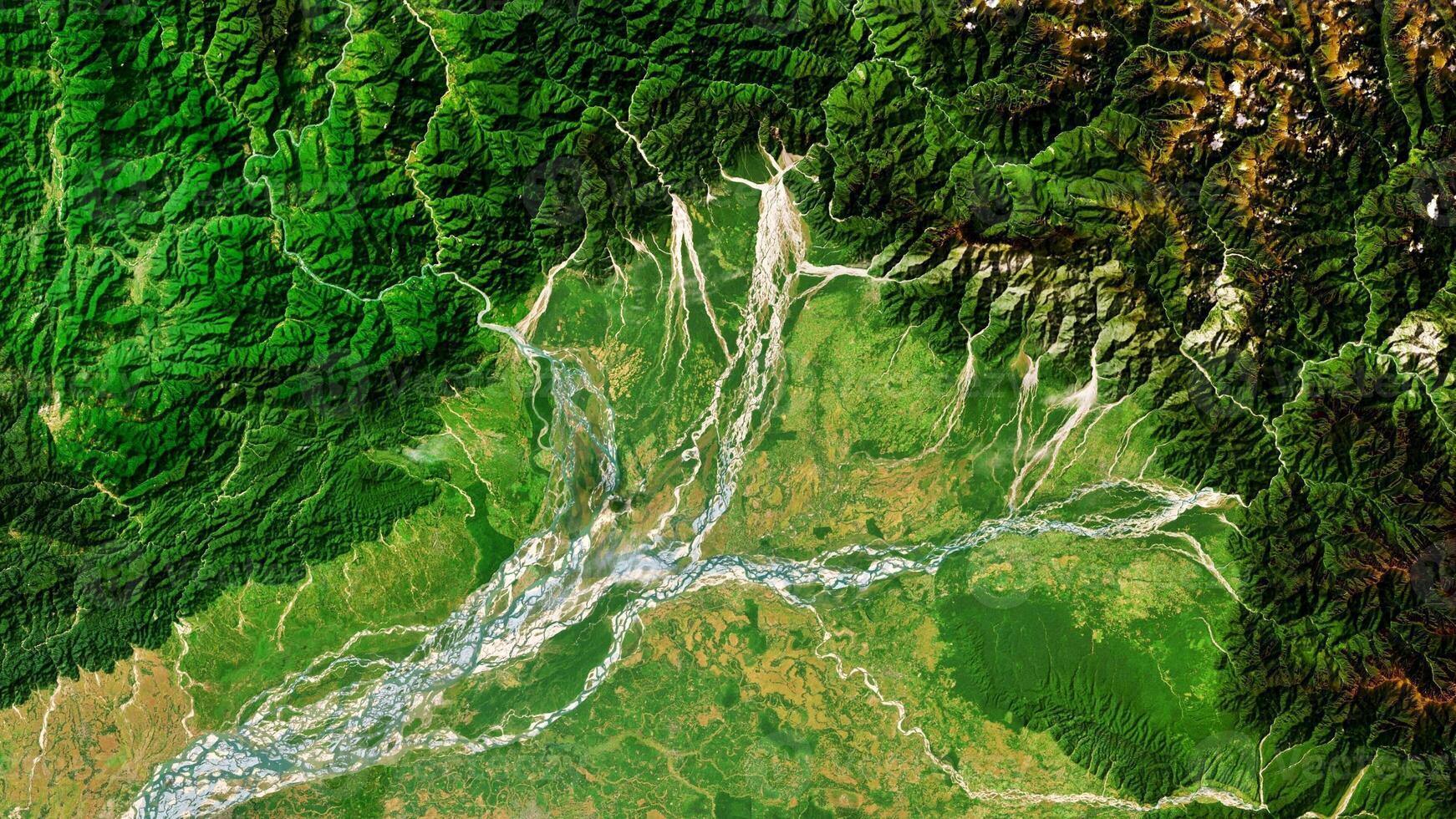 4K Dibru Saikhowa National Park in India Map, High Resolution Satellite View With No Border, Widescreen 4K Resolution photo