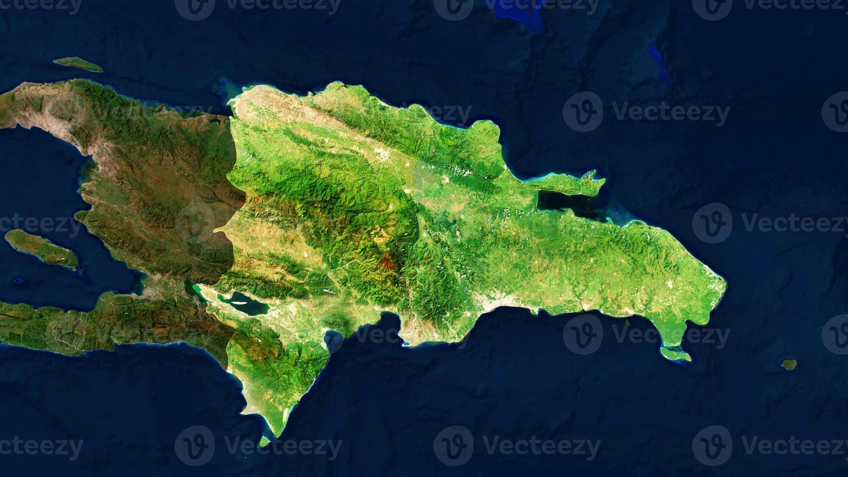 4K Dominica Territory Map in Caribbean Sea, High Resolution Satellite View, Widescreen 4K Resolution photo