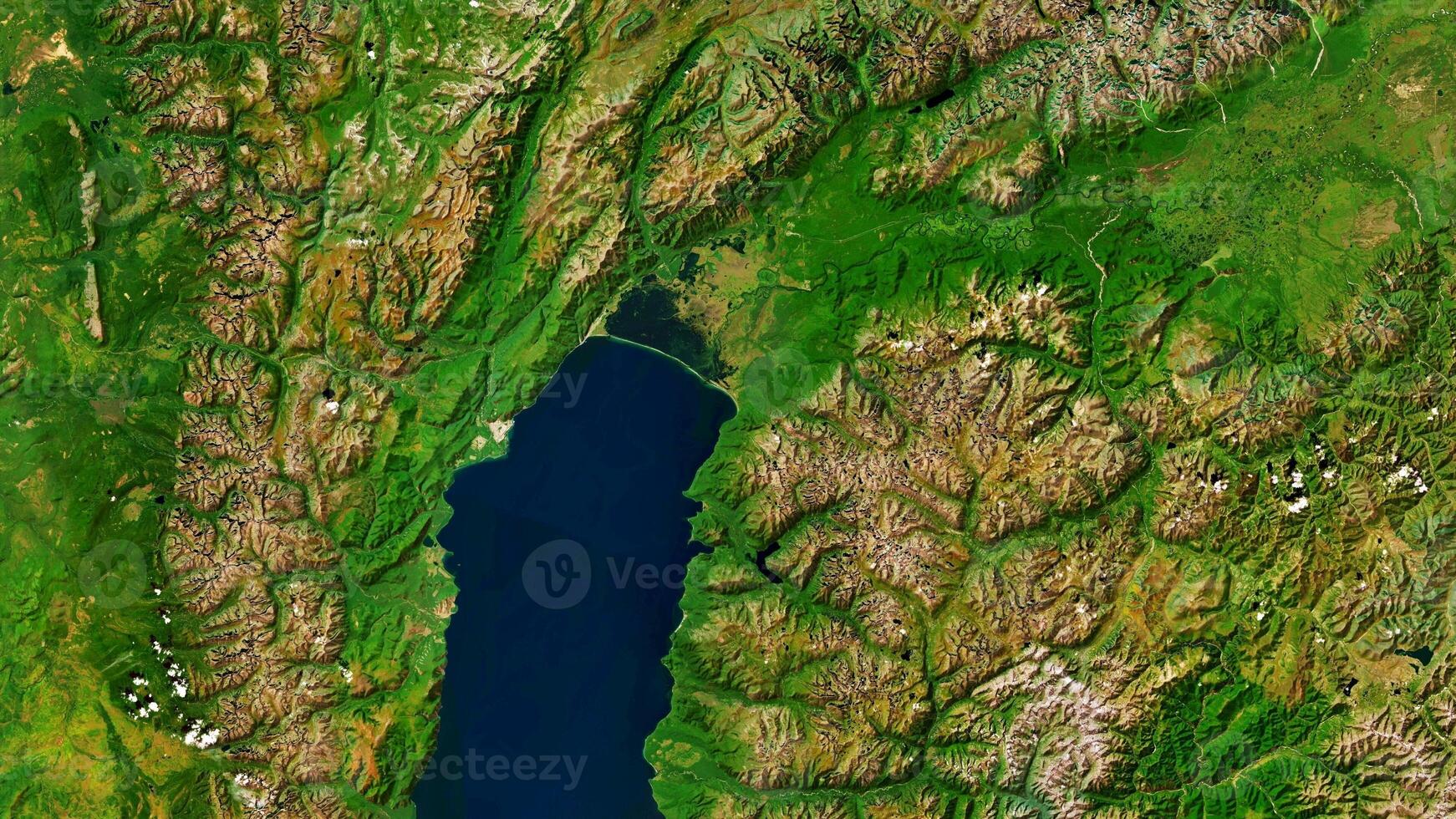 4K Baikal Lake Map of Russia, High Resolution Satellite View With No Border, Widescreen 4K Resolution photo
