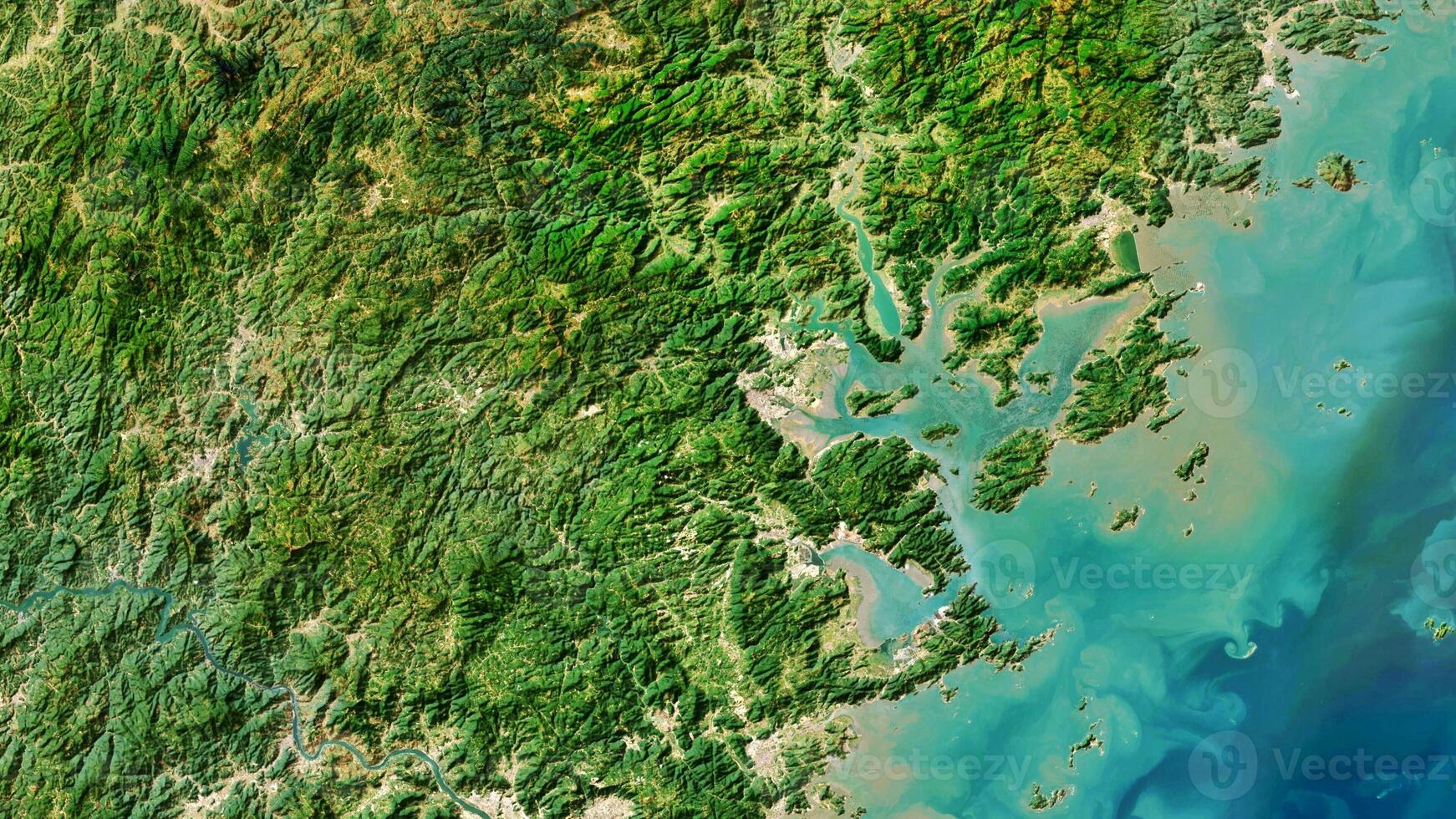 4K Jiaocheng of China Map, High Resolution Satellite View With No Border, Widescreen 4K Resolution photo