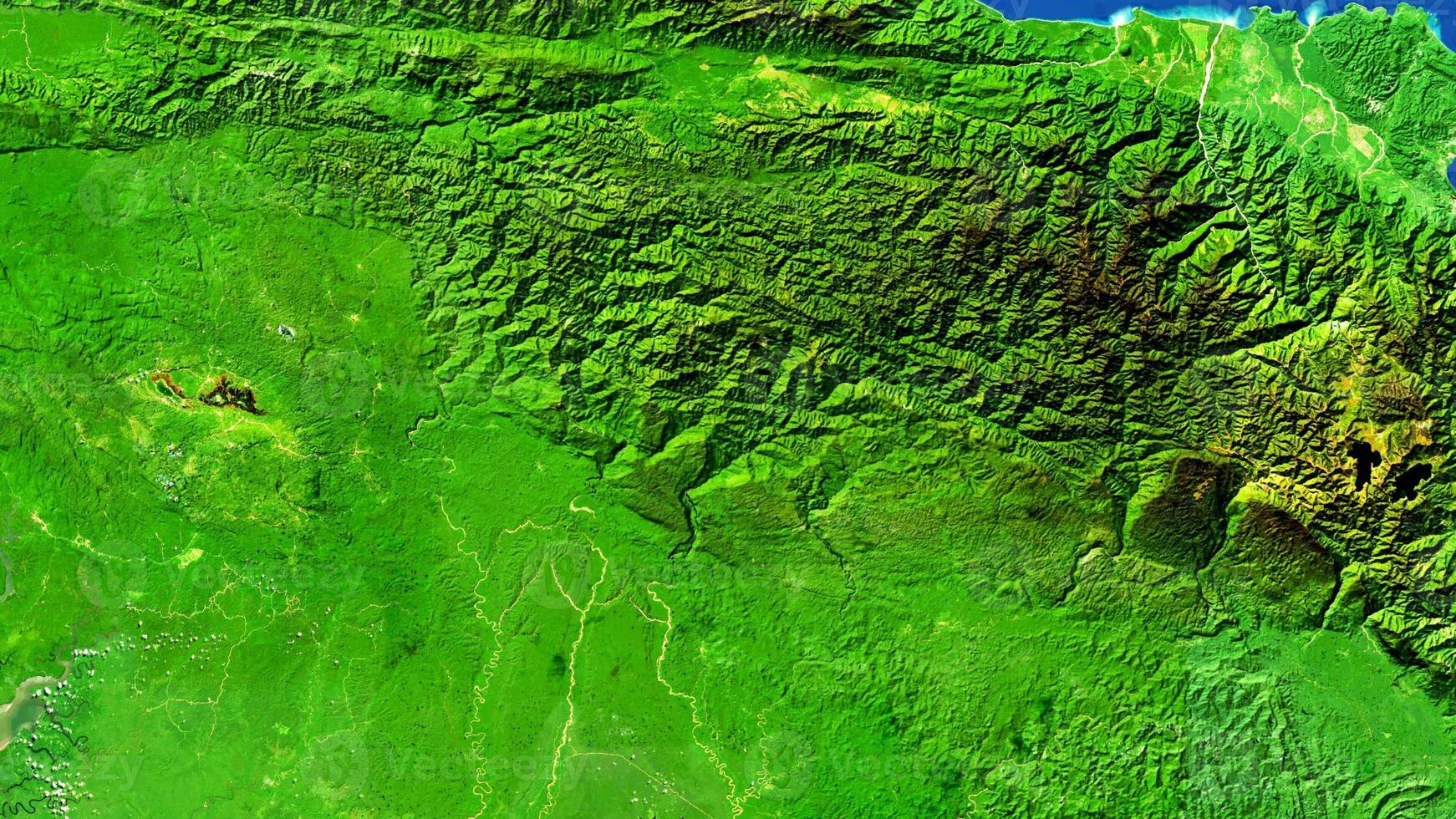 4K Manokwari of Papua Indonesia Map, High Resolution Satellite View With No Border, Widescreen 4K Resolution photo