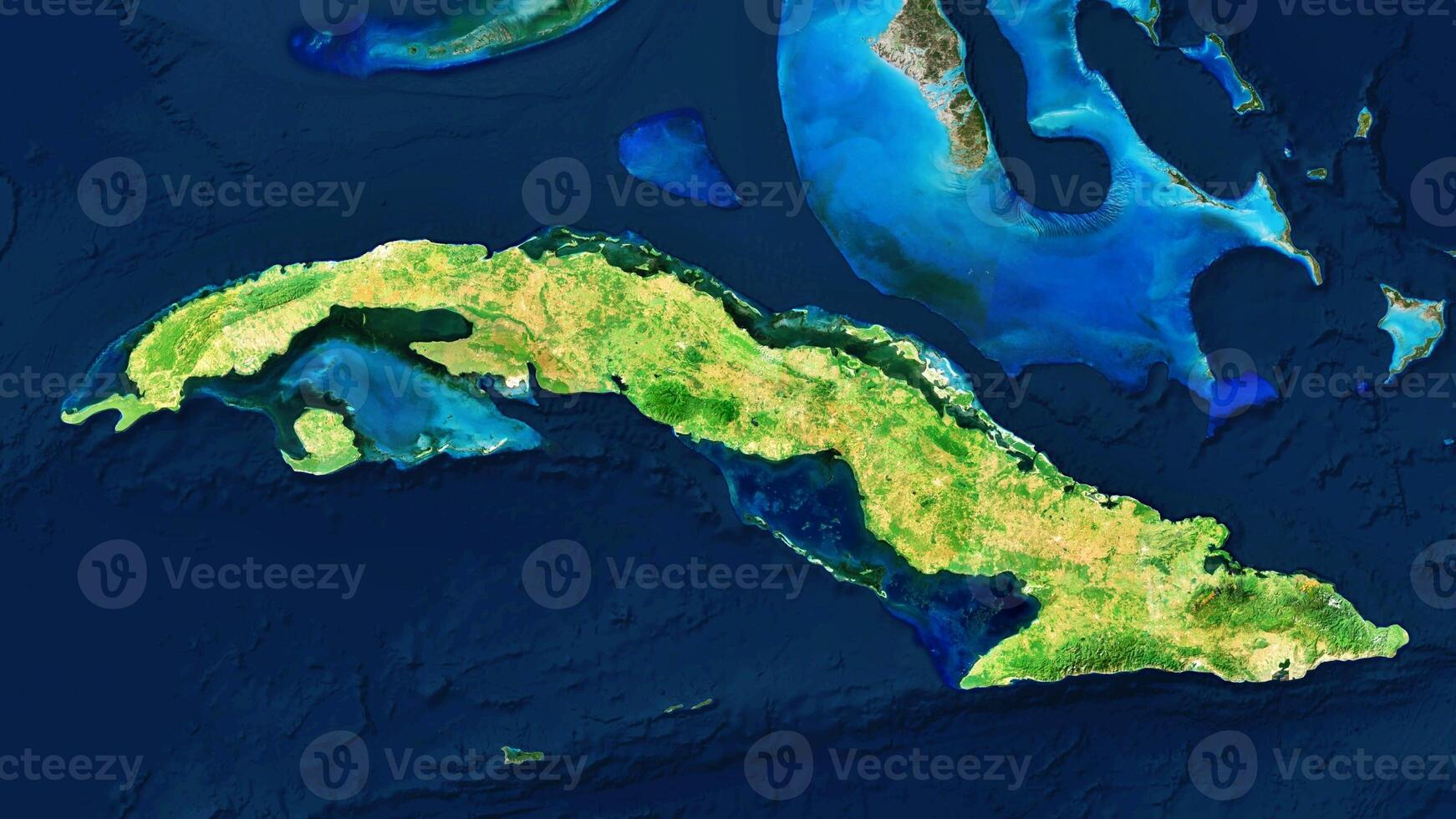 4K Cuba Territory Map in Caribbean Sea, High Resolution Satellite View, Widescreen 4K Resolution photo