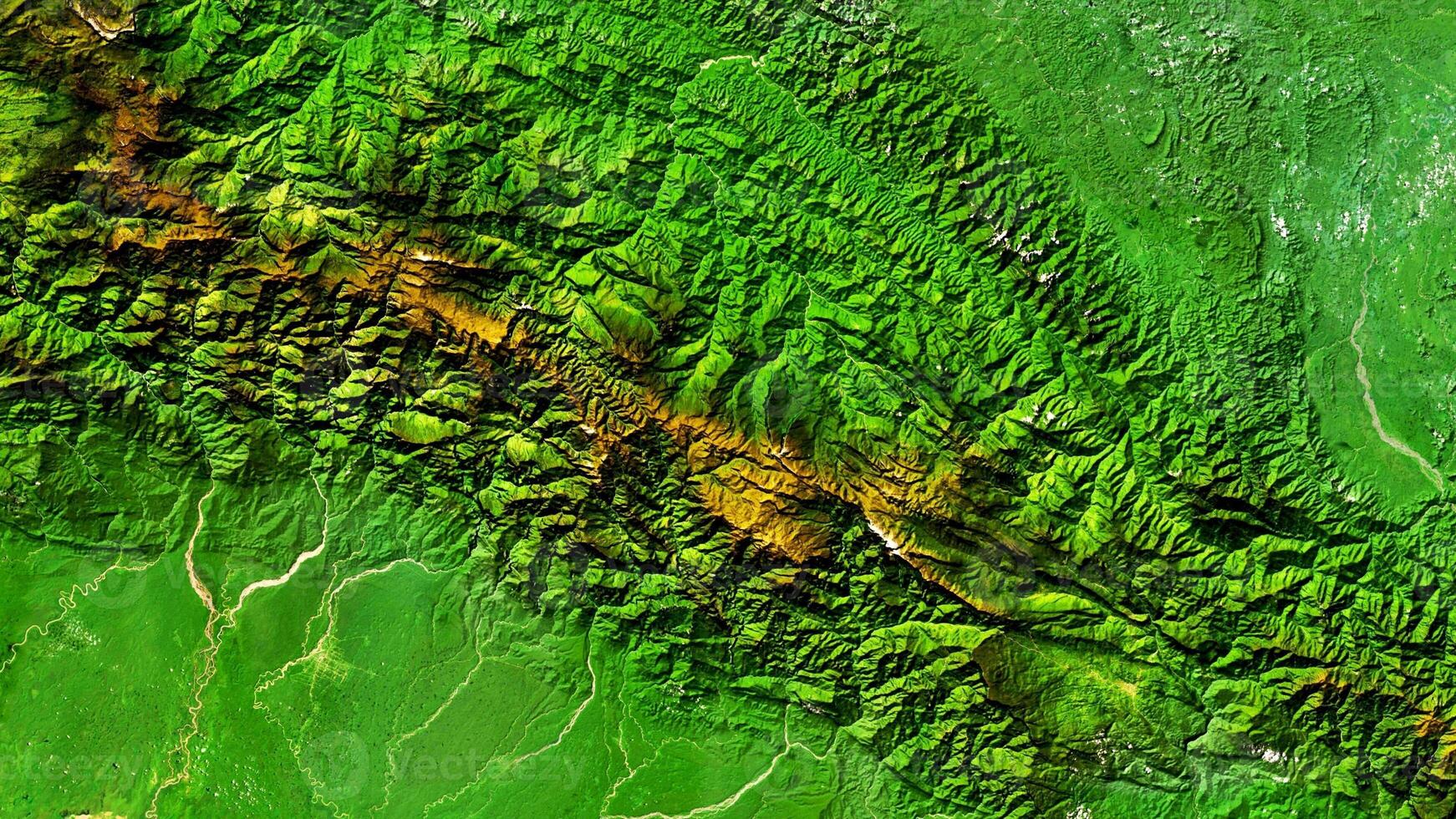4K Mandala Mountain of Papua Indonesia Map, High Resolution Satellite View With No Border, Widescreen 4K Resolution photo