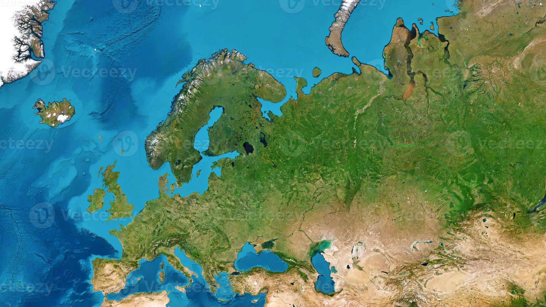 8K Europe Continent Map, High Resolution Satellite View With No Border, Widescreen 8K Resolution photo