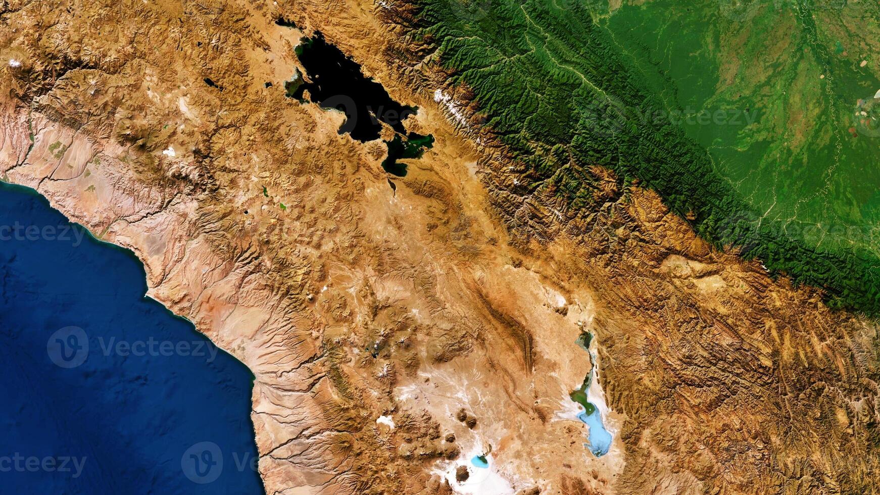 4K Titicaca Lake of South America Map, High Resolution Satellite View With No Border, Widescreen 4K Resolution photo