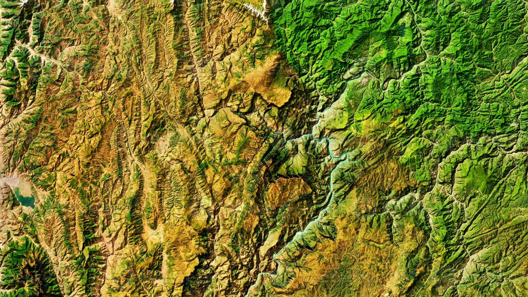 4K Amazing Mountains of Different Colors in Asia Map, High Resolution Satellite View With No Border, Widescreen 4K Resolution photo