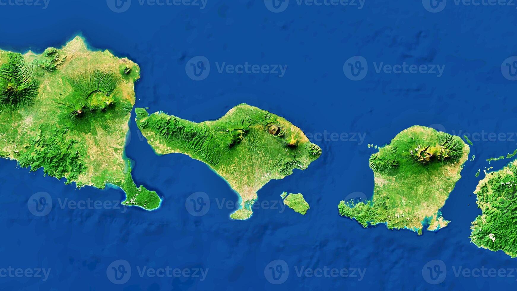4K Bali Island Map Of Indonesia, High Resolution Satellite View With No Border, Widescreen 4K Resolution photo